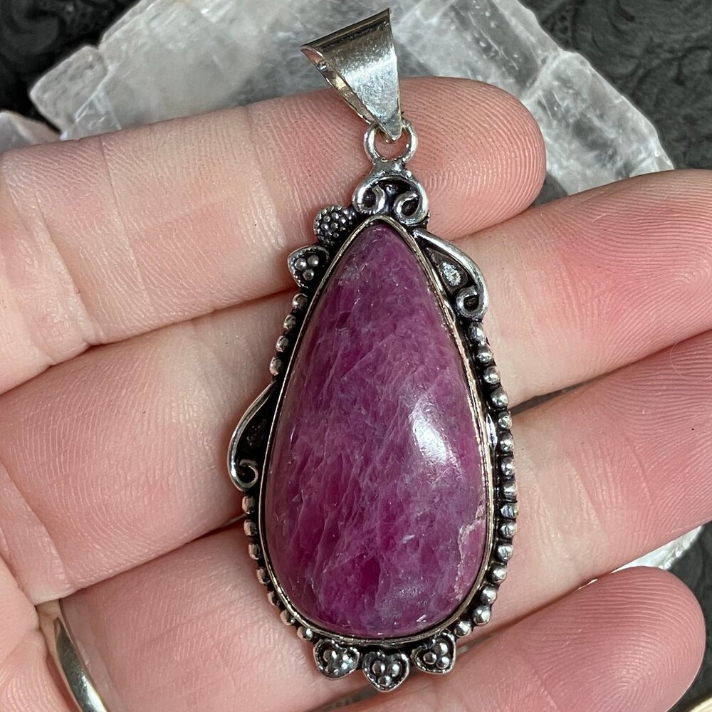Natural Sparkly Ruby Pendant Stone Crystal Jewelry